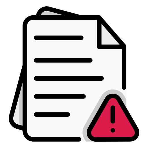 Icono Advertencia, archivo, alerta, papel, documento en Files and Folders - Filled line
